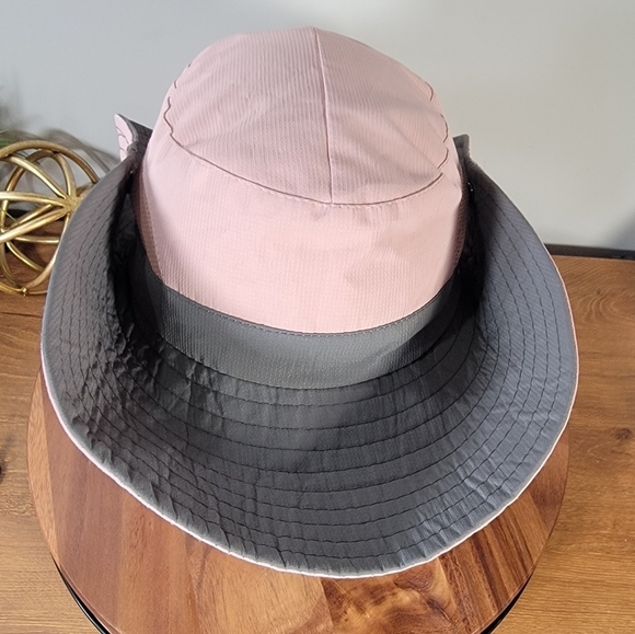 Sun Shade Pink Gray Wide Brim Sun Shade Hat with Ponytail Hole Outdoors - Picture 11 of 17